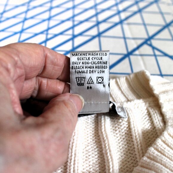 Geoffrey Beene Cotton Cable Knit Sweater, Large - Picture 6 of 6